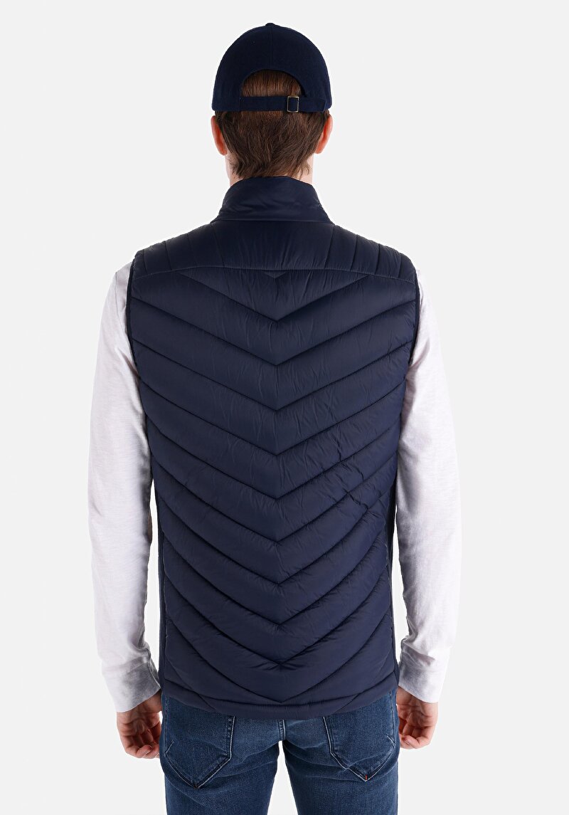 Slim Fit Fermuarlı Erkek Lacivert Yelek