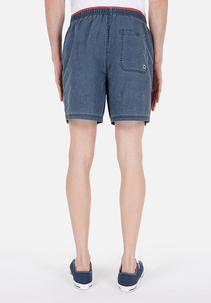 Slim Fit Orta Bel Erkek Mavi Deniz Şortu