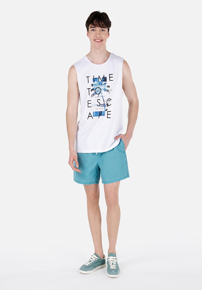 Slim Fit Erkek Mavi Deniz Şortu