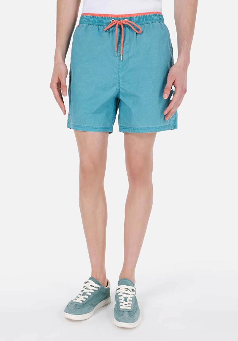 Slim Fit Erkek Mavi Deniz Şortu