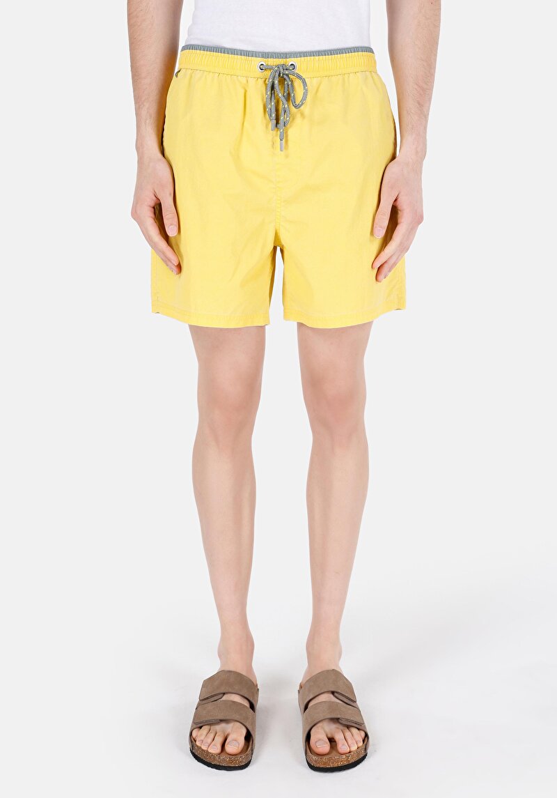 Slim Fit Erkek Sari Deniz Şortu