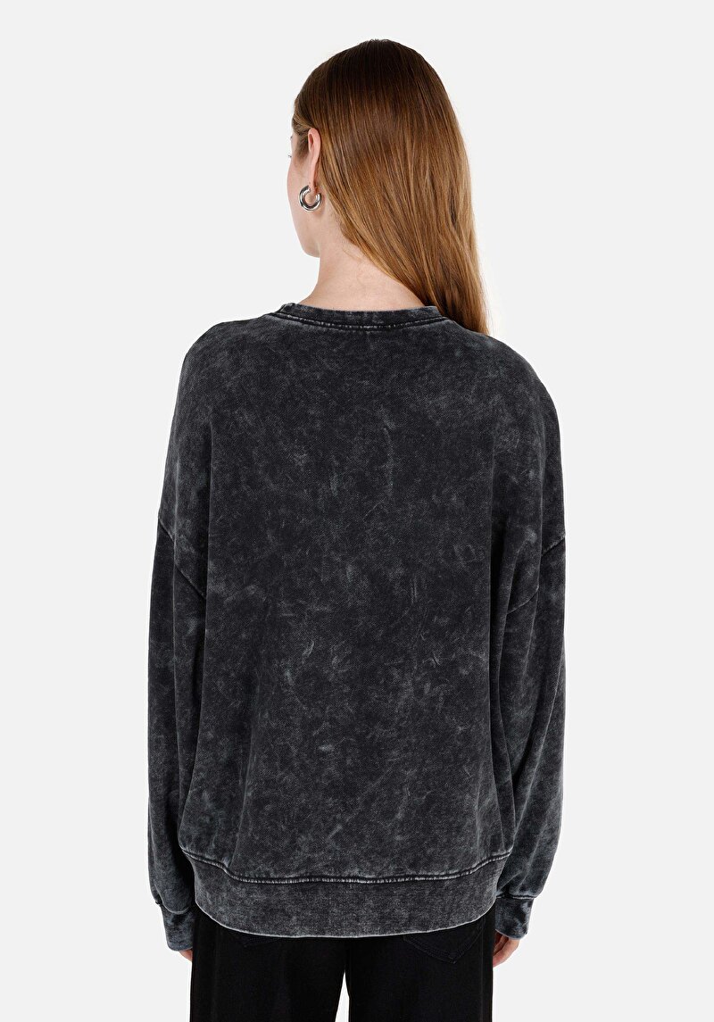 Comfort Fit Yuvarlak Yaka  Kadın Antrasit Sweatshirt