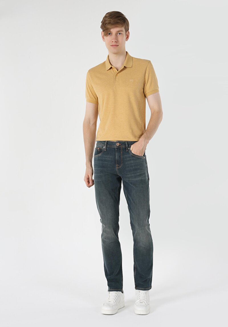044 Karl Straight Fit Düşük Bel Düz Paça Erkek Yeşil Jean Pantolon Cl1062426