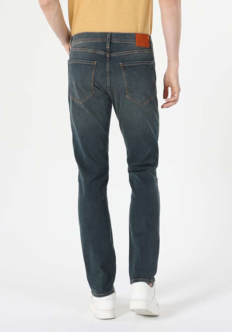 044 Karl Straight Fit Düşük Bel Düz Paça Erkek Yeşil Jean Pantolon Cl1062426
