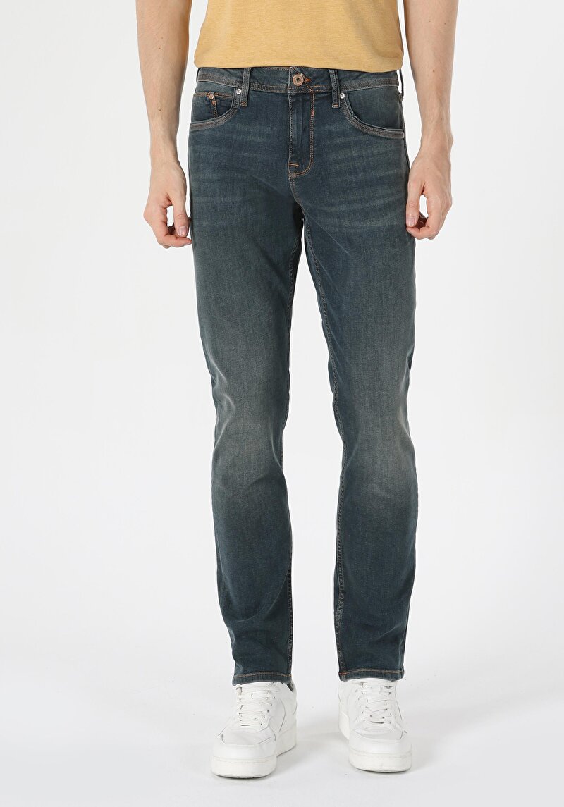044 Karl Straight Fit Düşük Bel Düz Paça Erkek Yeşil Jean Pantolon Cl1062426