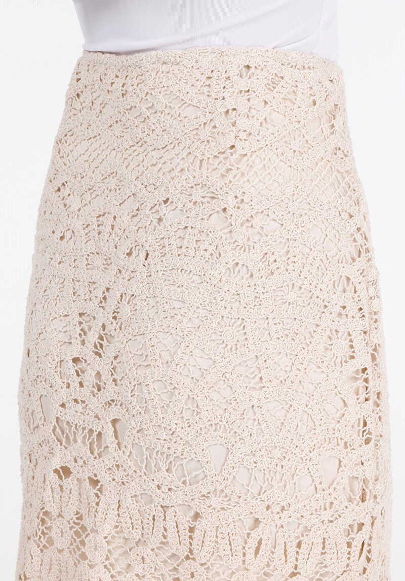 Regular Fit Jakarlı Fermuarlı Kadın Ekru Etek