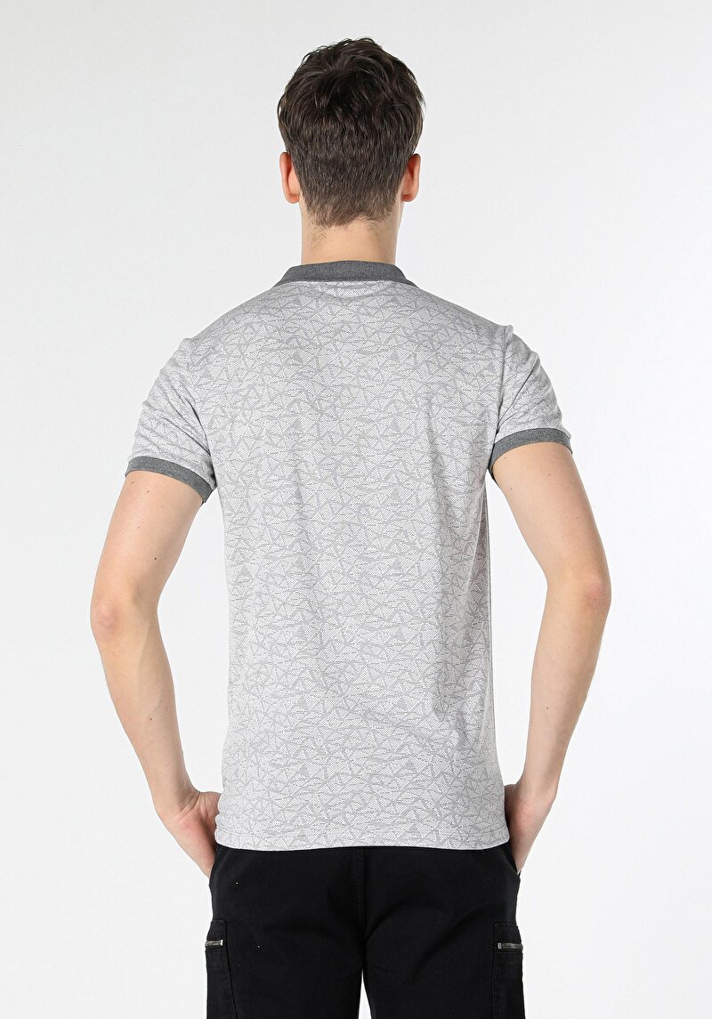 Regular Fit Polo Yaka Erkek Gri Kısa Kol Tişört