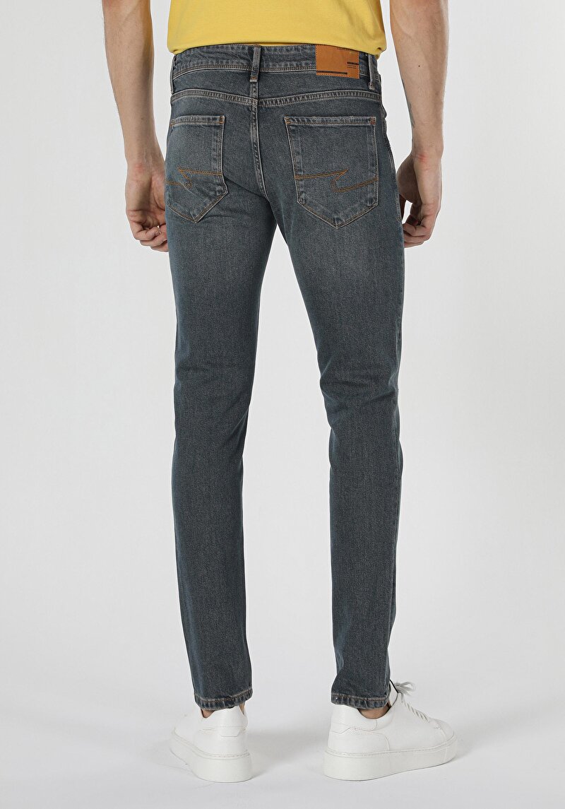 Slim Fit Düşük Bel Dar Paça Erkek Denim Jean Pantolon