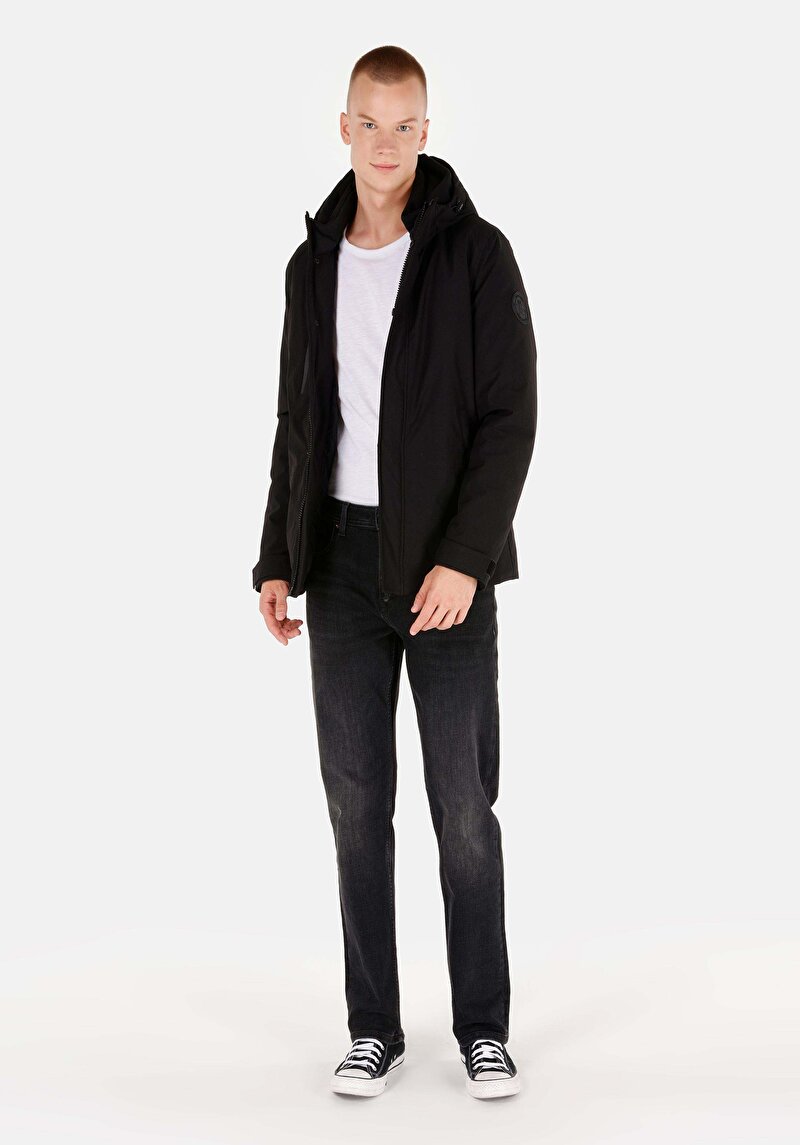 Regular Fit     Erkek Siyah Mont