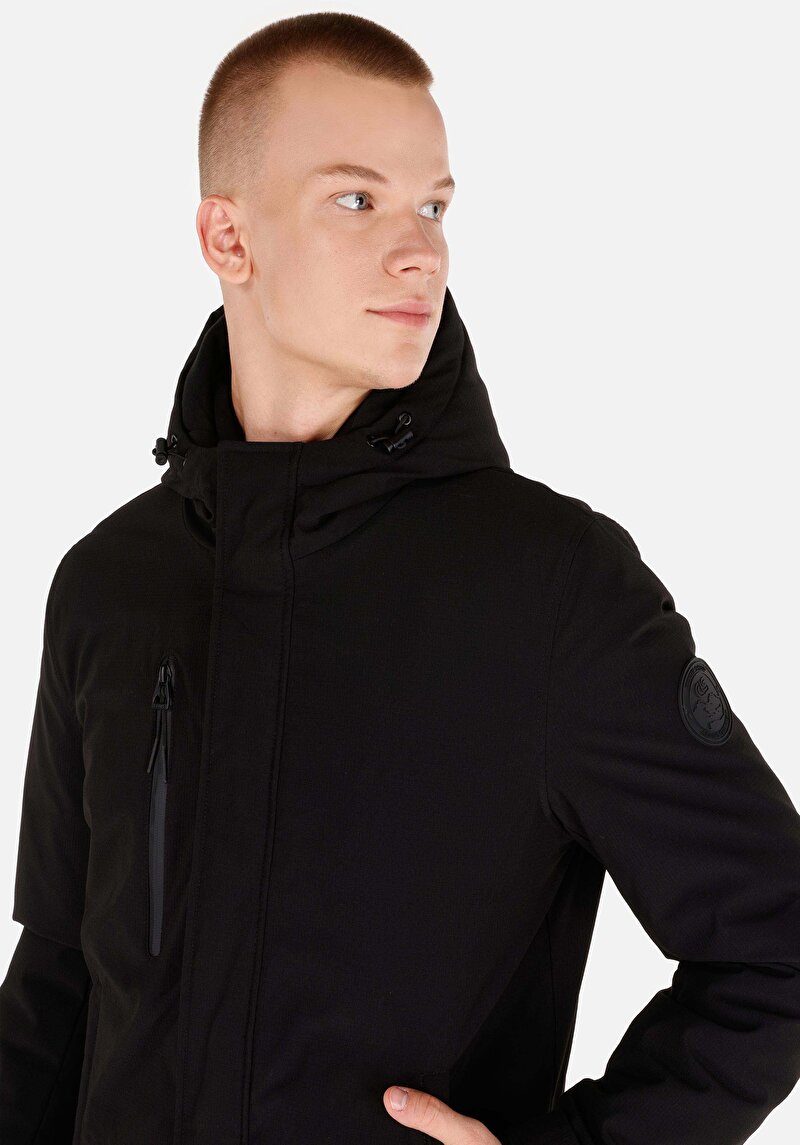 Regular Fit     Erkek Siyah Mont