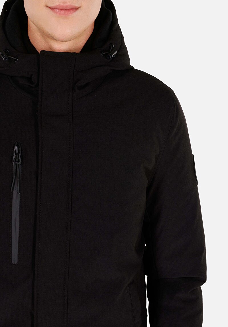 Regular Fit     Erkek Siyah Mont