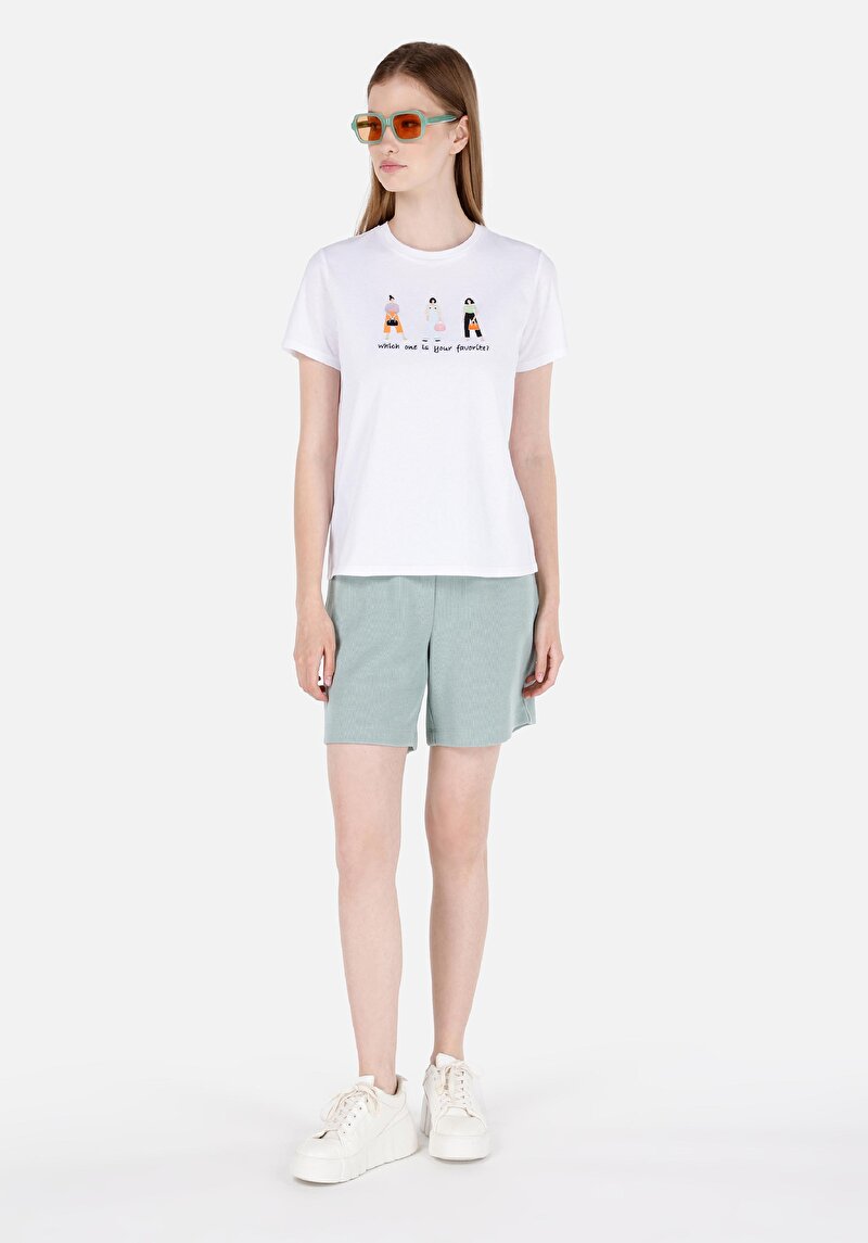 Regular Fit Orta Bel Kadın Yeşil Şort