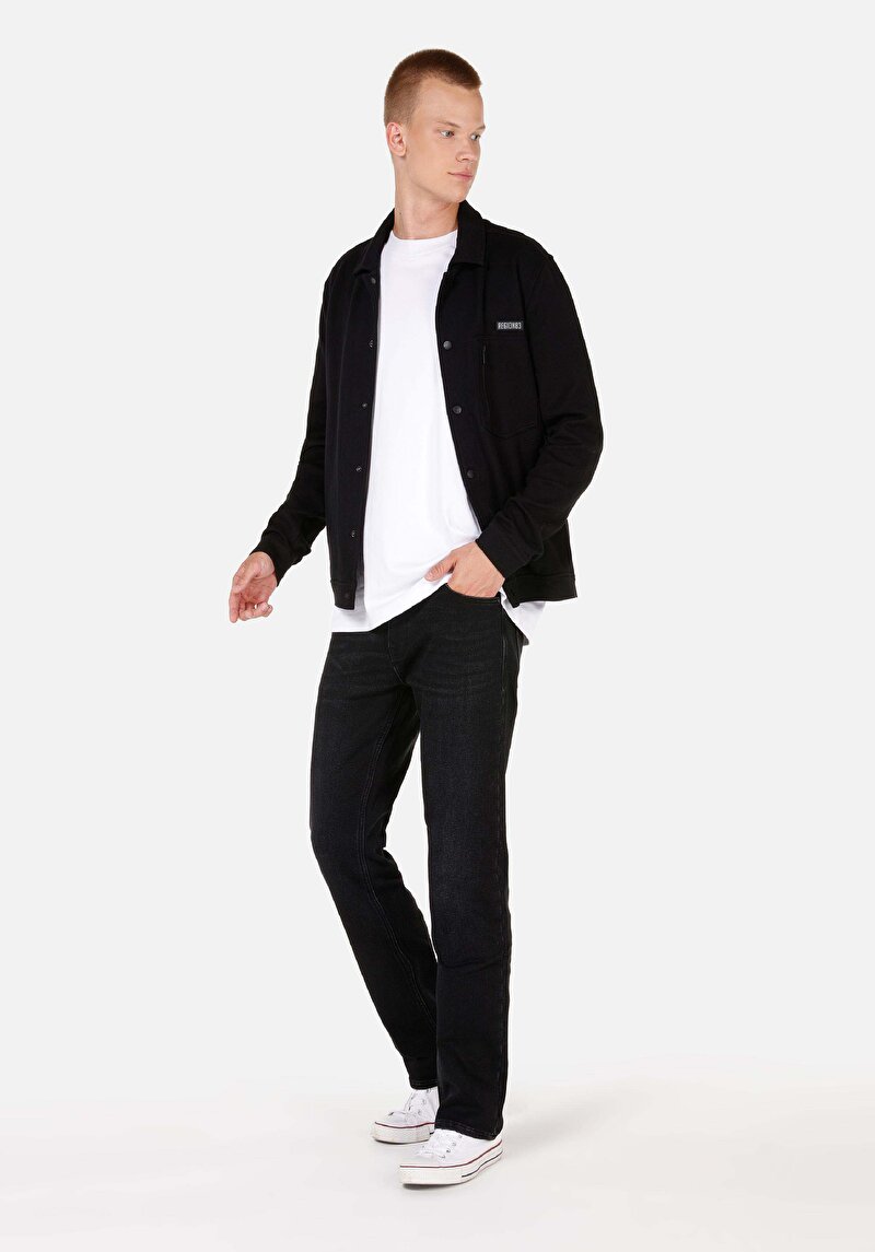 Slim Fit Düğmeli Erkek Siyah Ceket