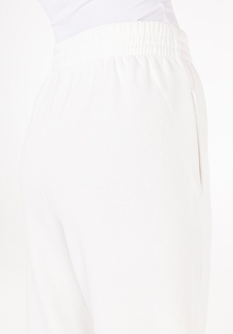 Regular Fit Orta Bel Düz Kadın Beyaz Eşofman Altı