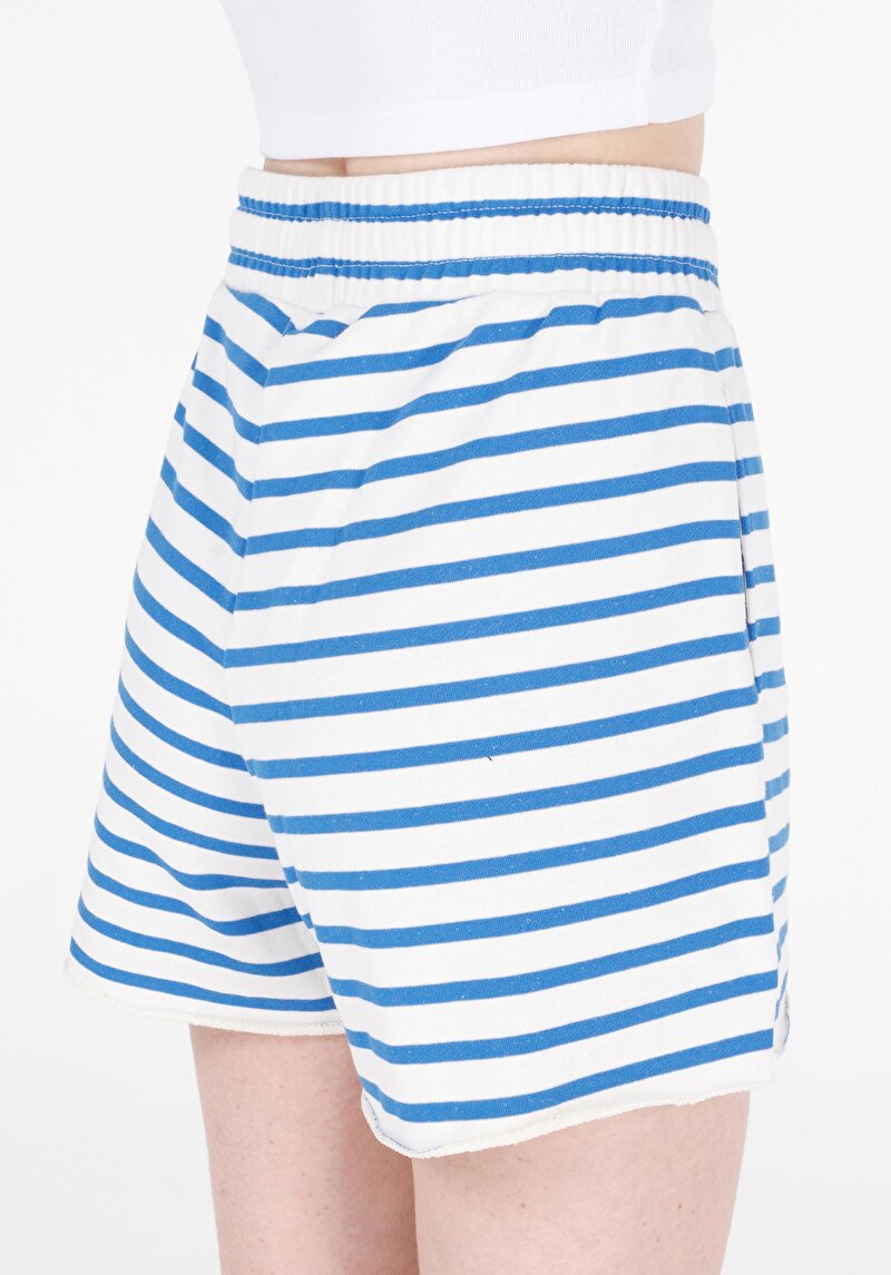 Regular Fit Orta Bel  Kadın Mavi Şort