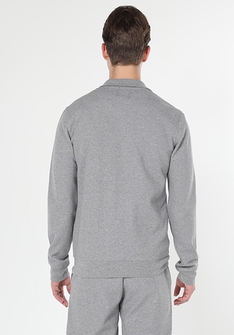 Slim Fit Cepli Erkek Gri Ceket