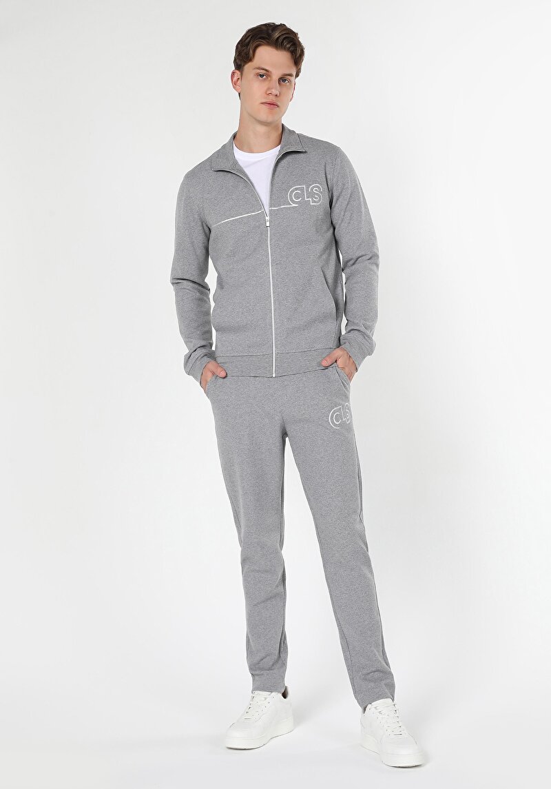 Slim Fit Cepli Erkek Gri Ceket