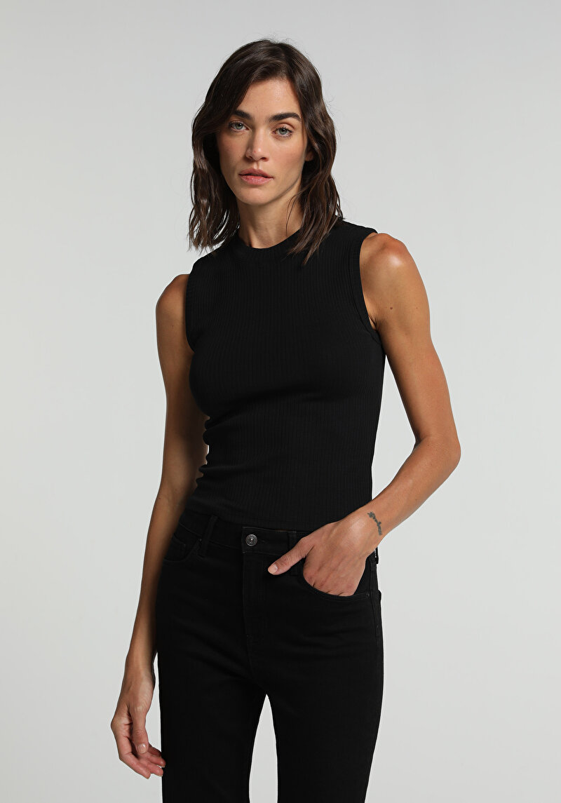 Slim Fit Kadın Siyah Atlet