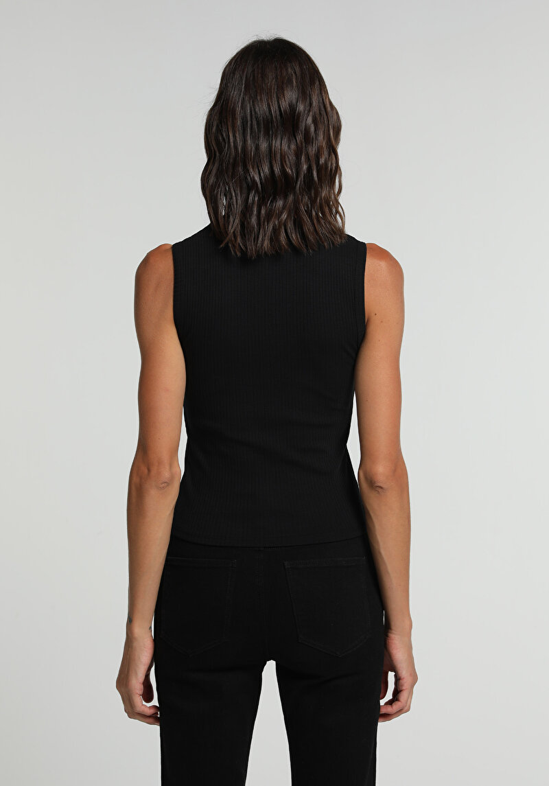 Slim Fit Kadın Siyah Atlet