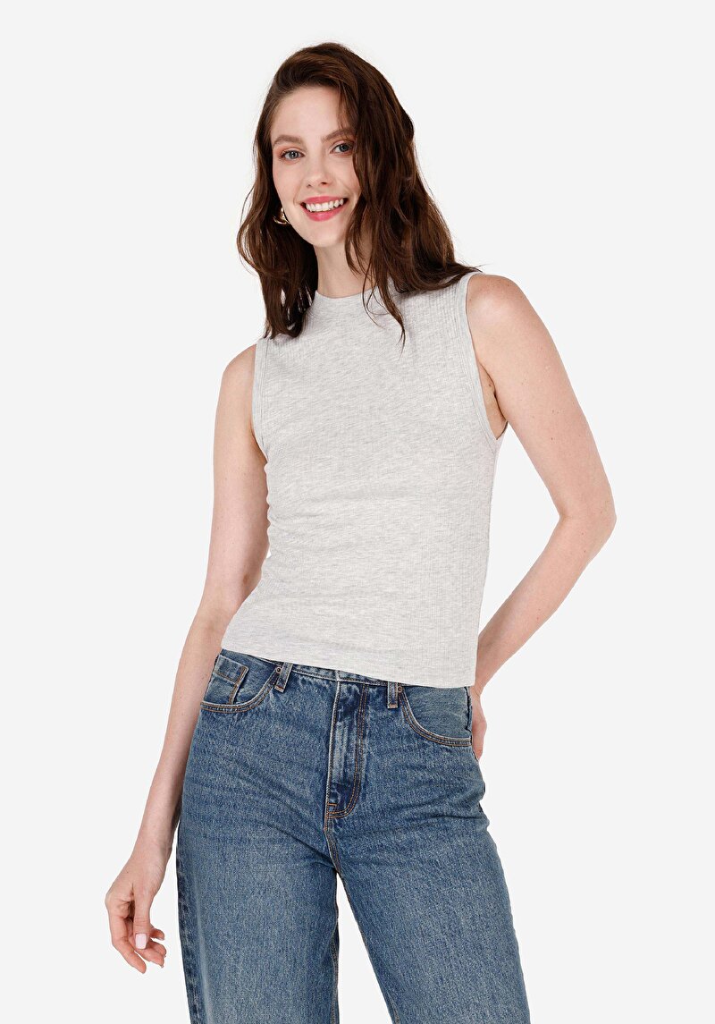 Slim Fit Kadın Gri Atlet