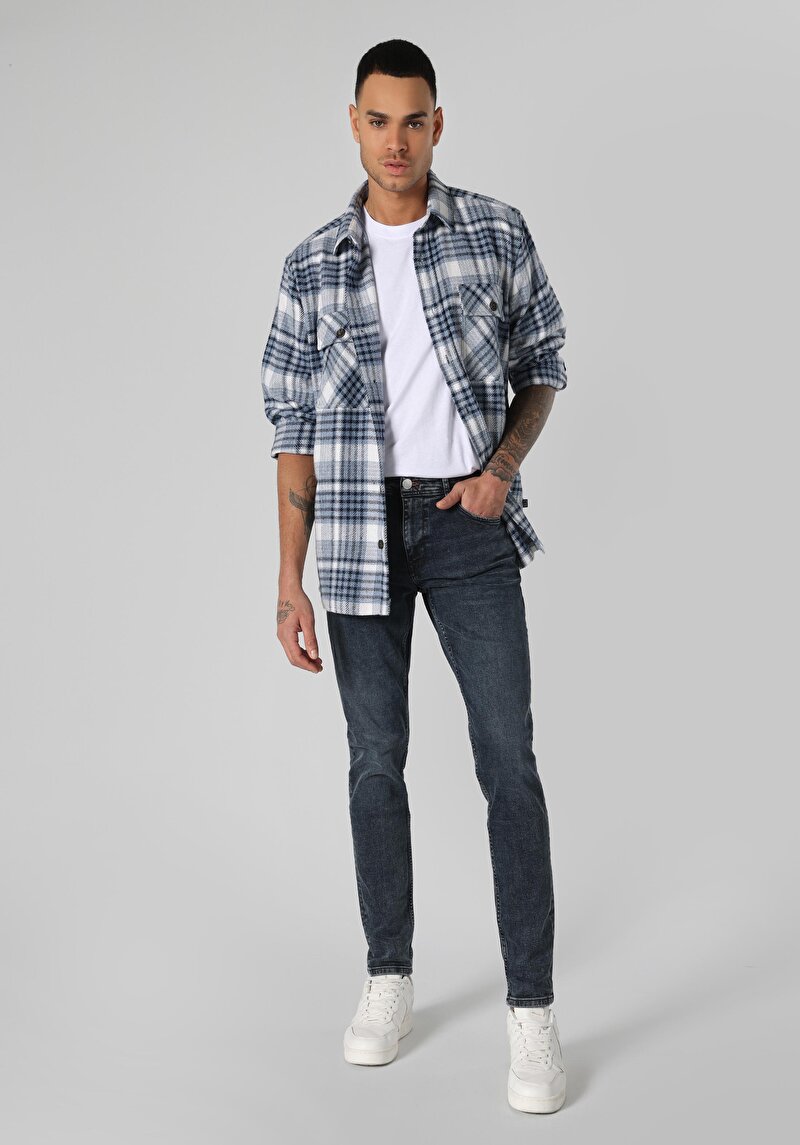 Slim Fit Düşük Bel Dar Paça Erkek Denim Jean Pantolon