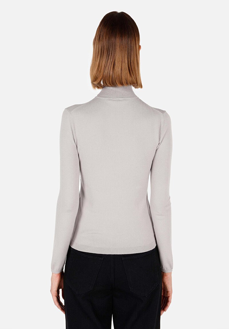 Slim Fit Balıkçı Yaka Kadın Gri Kazak