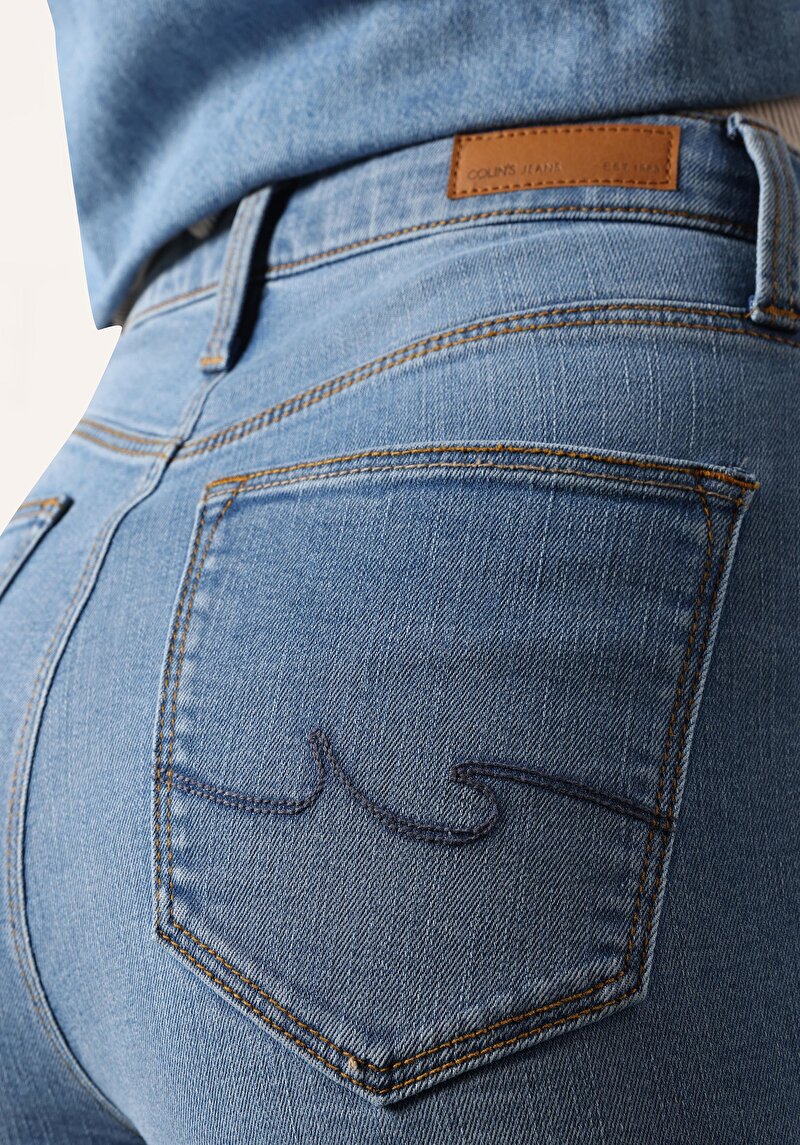 Skinny Fit Yüksek Bel Süper Dar Paça Kadın İndigo Jean Pantolon