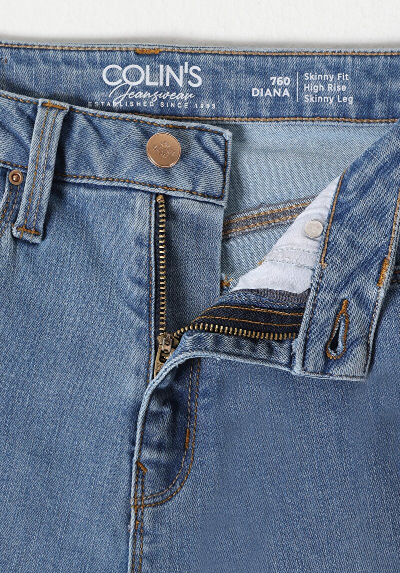 Skinny Fit Yüksek Bel Süper Dar Paça Kadın İndigo Jean Pantolon