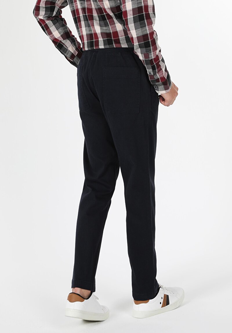 Baggy Fıt Orta Bel Düz Paça Erkek Lacivert  Pantolon Cl1059704