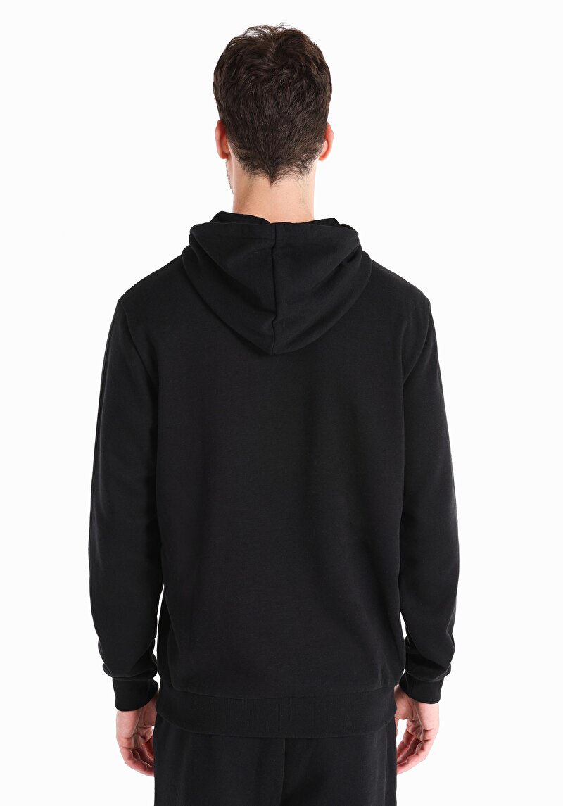 Regular Fit Düz Erkek Siyah Sweatshirt