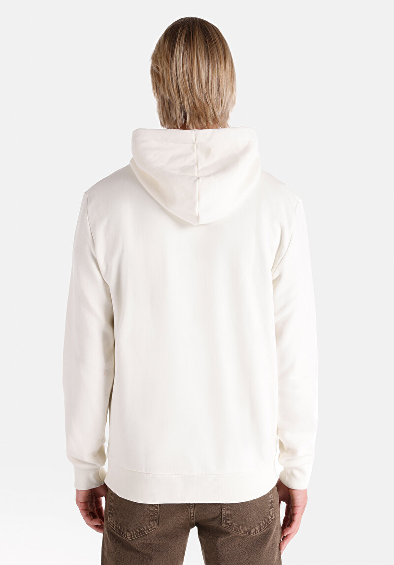 Regular Fit Örme Erkek Beyaz Sweatshirt