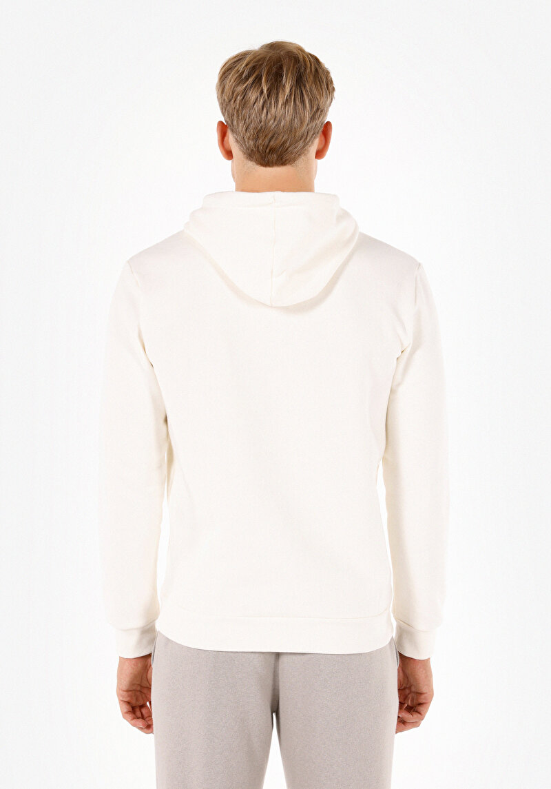 Regular Fit Örme Erkek Beyaz Sweatshirt