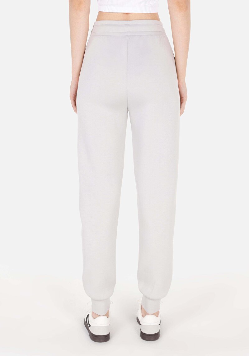 Regular Fit Orta Bel Kadın Viskoz Karışımlı Gri Eşofman Altı