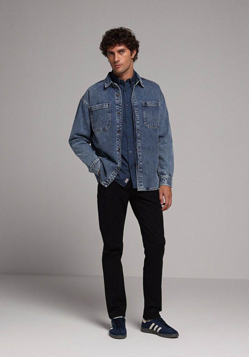 Straıght Fıt Düşük Bel Düz Paça Erkek Siyah Pantolon