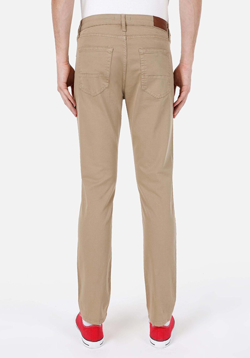 Straight Fit Düşük Bel Düz Paça Erkek Kahverengi Astarsız Pantolon