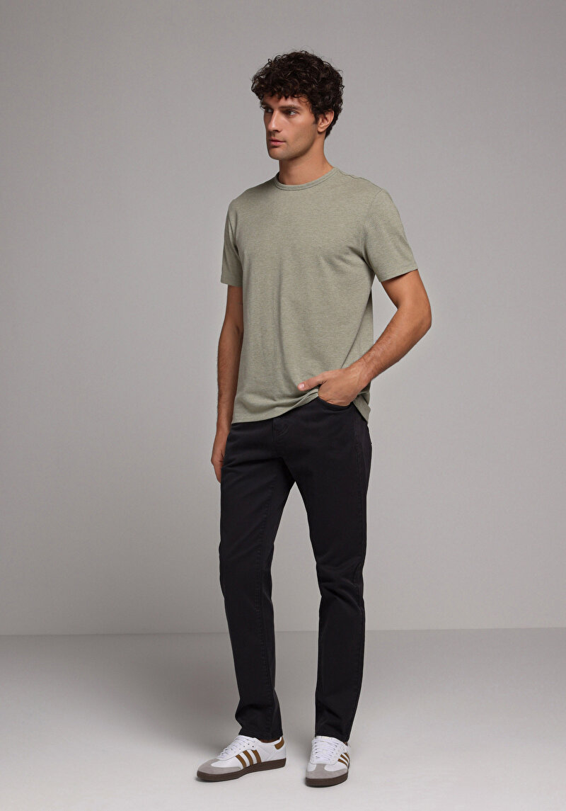 Straıght Fıt Düşük Bel Düz Paça Erkek Gri Düğmeli Pantolon