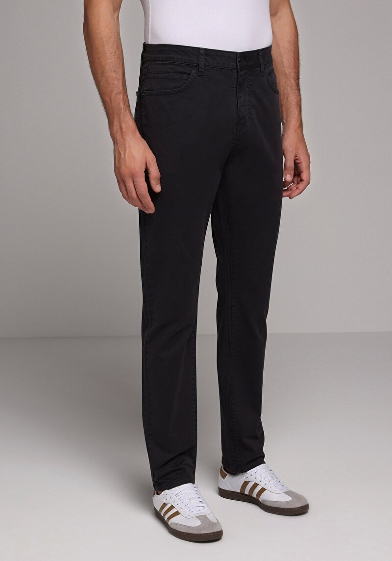 Straıght Fıt Düşük Bel Düz Paça Erkek Gri Düğmeli Pantolon