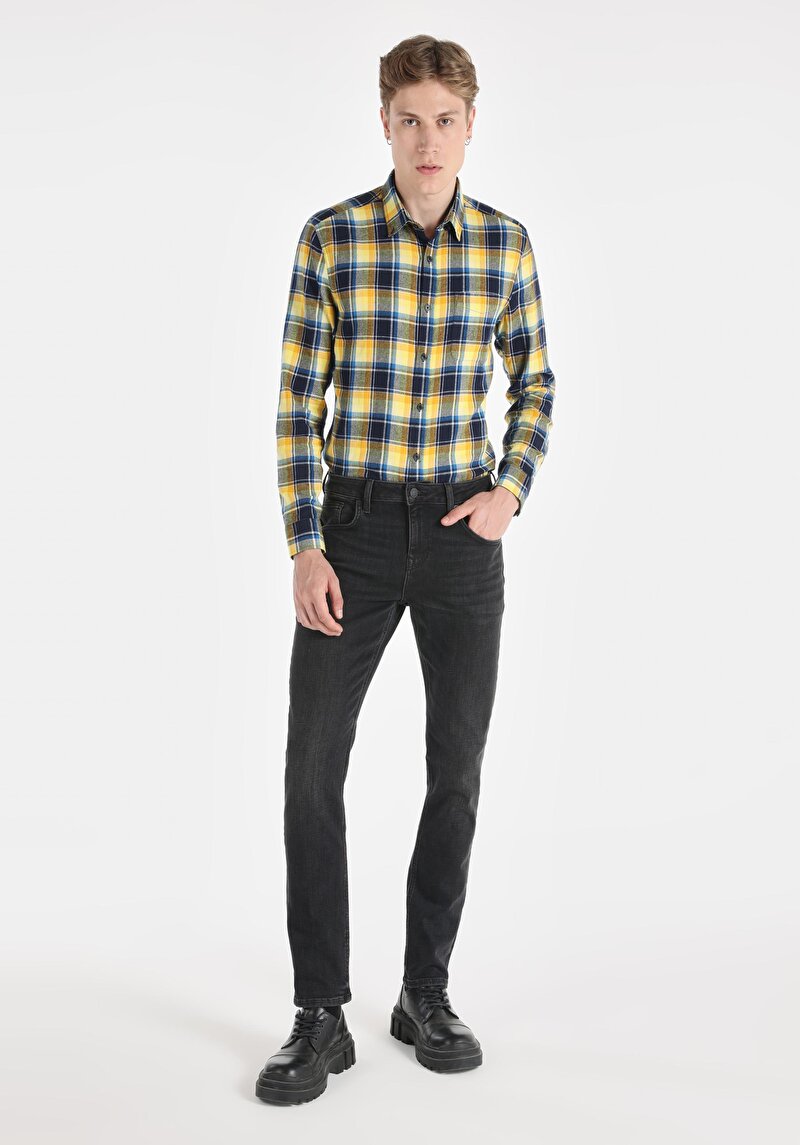 Straight Fit Düşük Bel Düz Paça Erkek Siyah Jean Pantolon