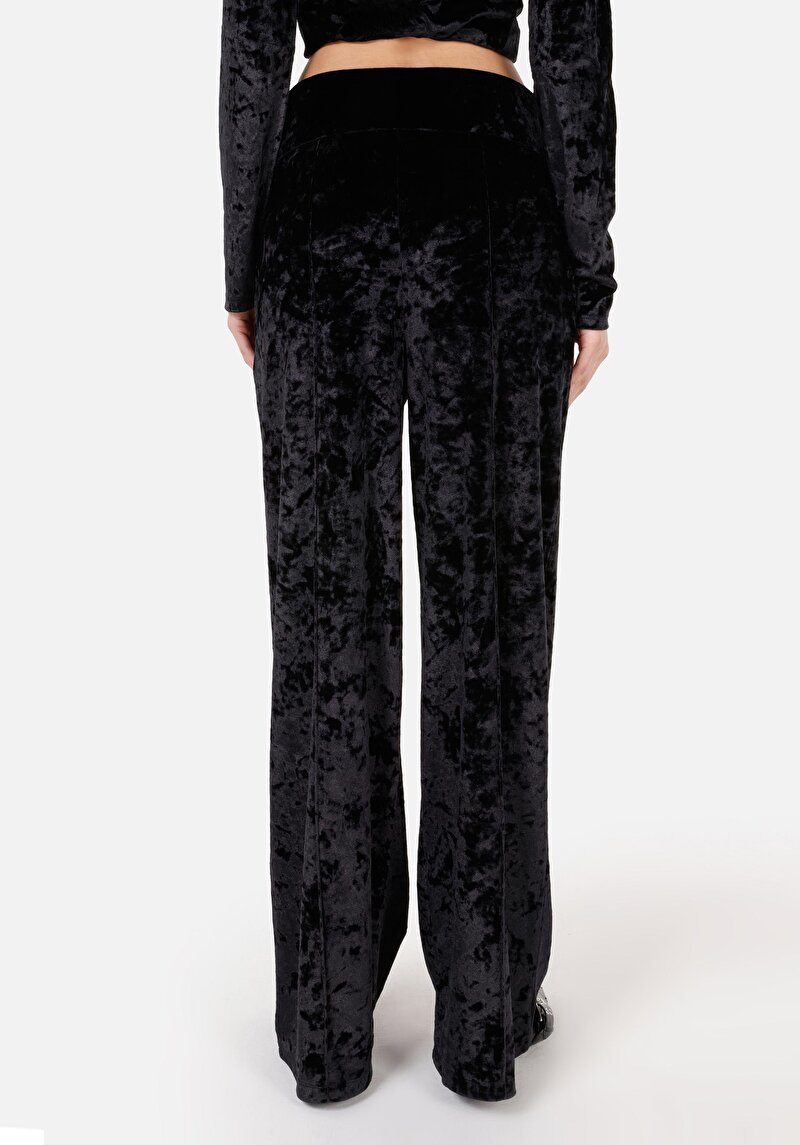 Regular Fit Yüksel Bel Kadın Örme Siyah Eşofman Altı