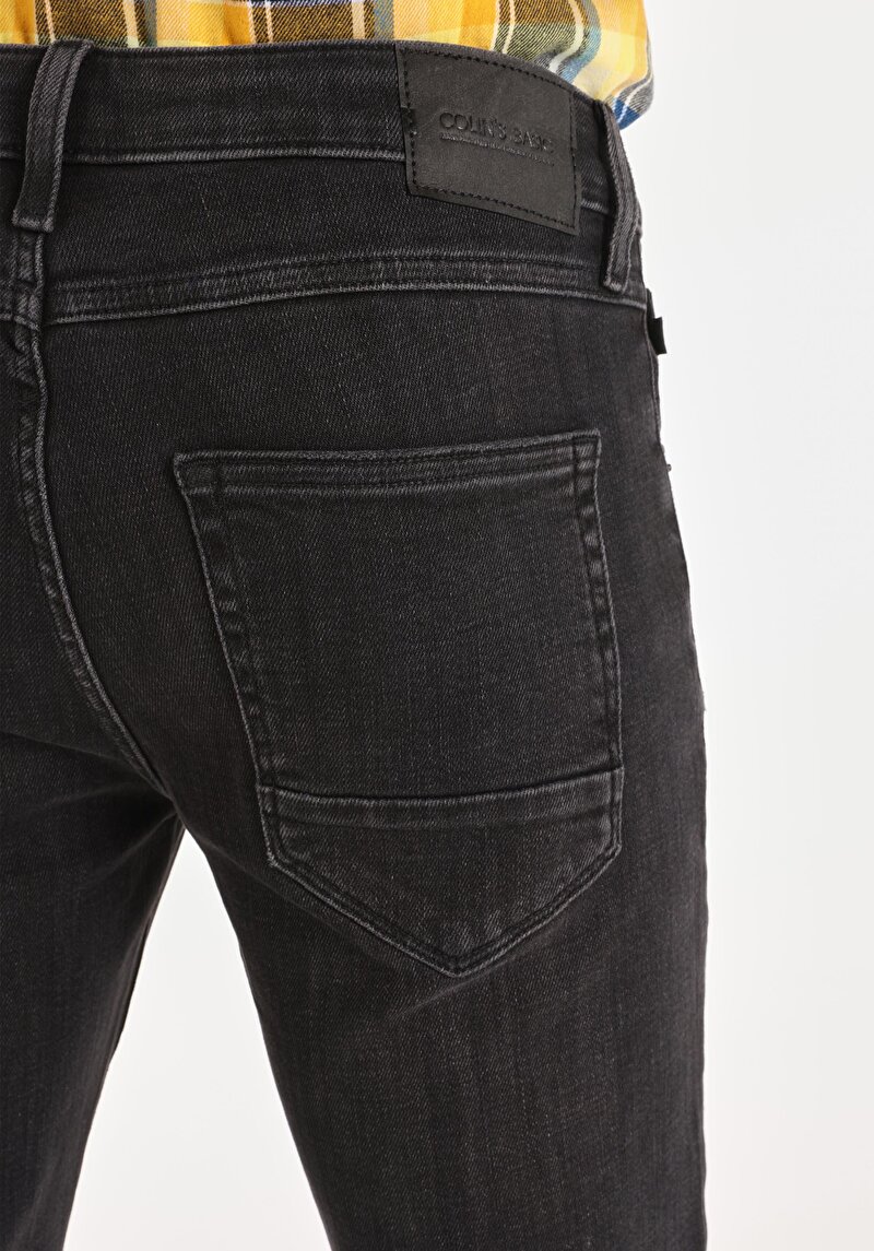 Straight Fit Düşük Bel Düz Paça Erkek Siyah Jean Pantolon