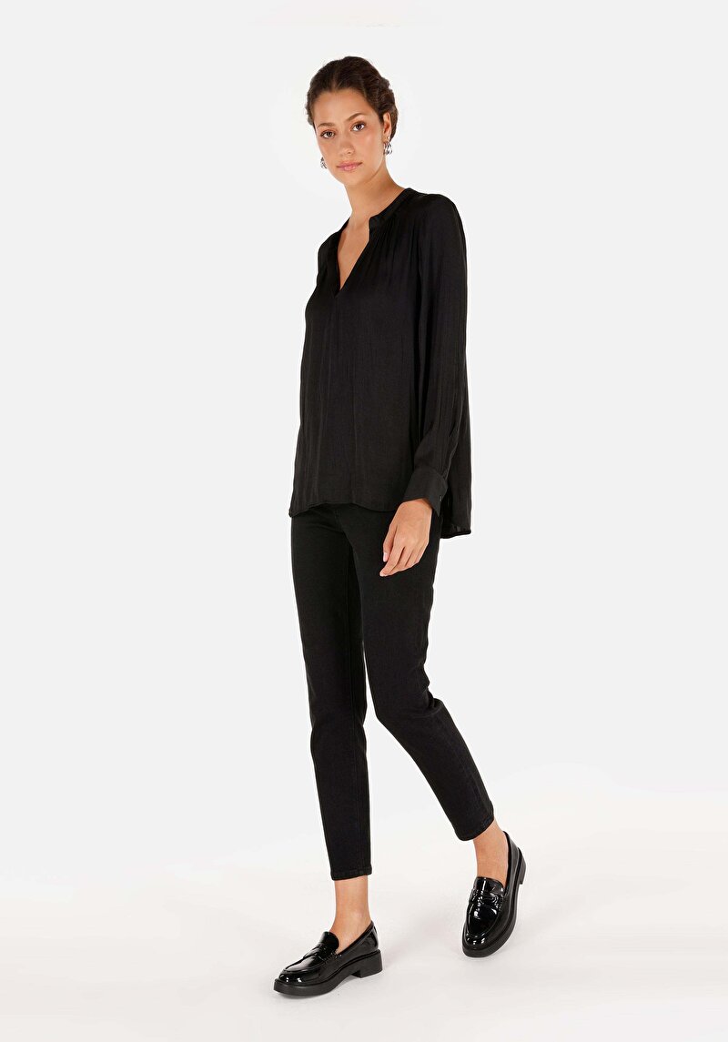 Regular Fit Kadın Siyah Gömlek