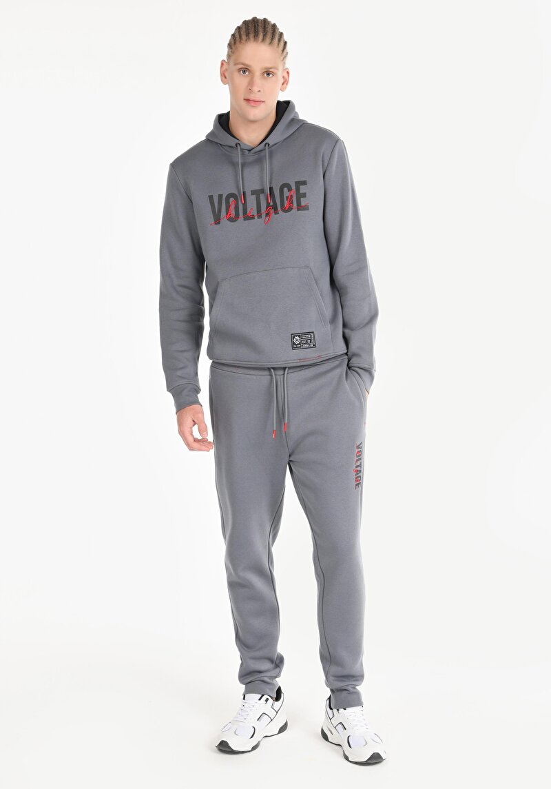 Regular Fit Orta Bel Düz Erkek Gri Eşofman Altı