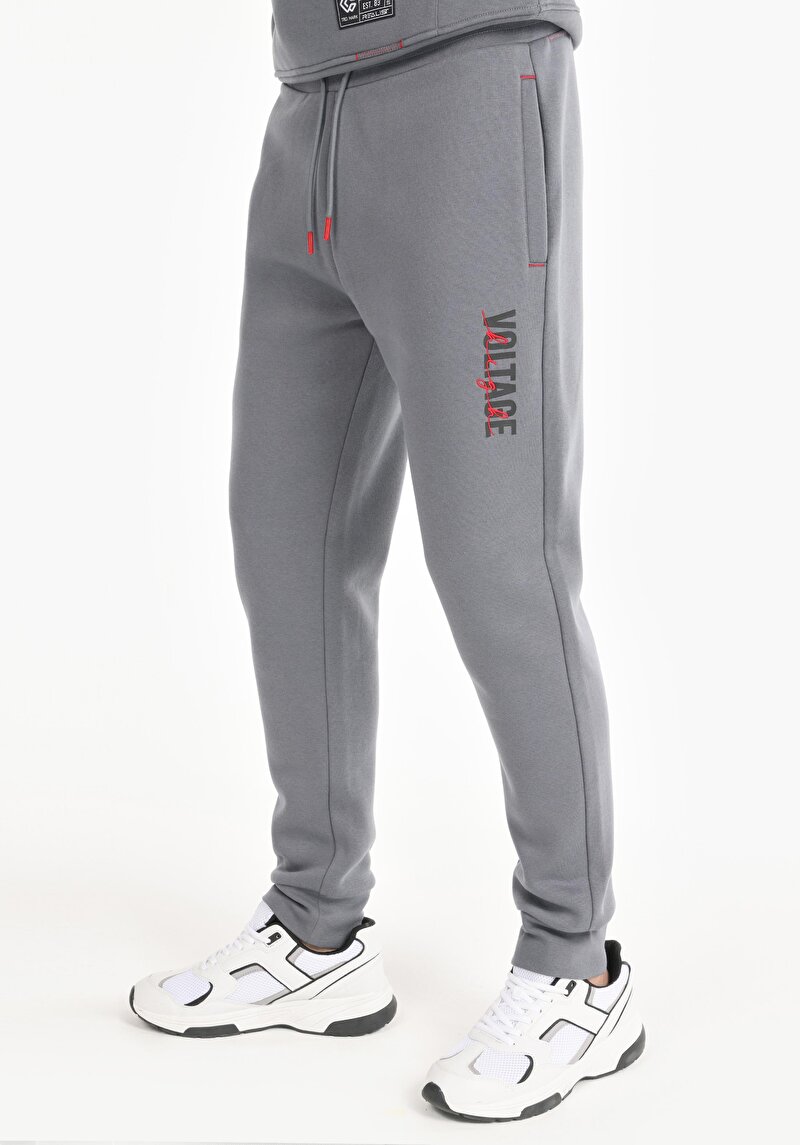 Regular Fit Orta Bel Düz Erkek Gri Eşofman Altı