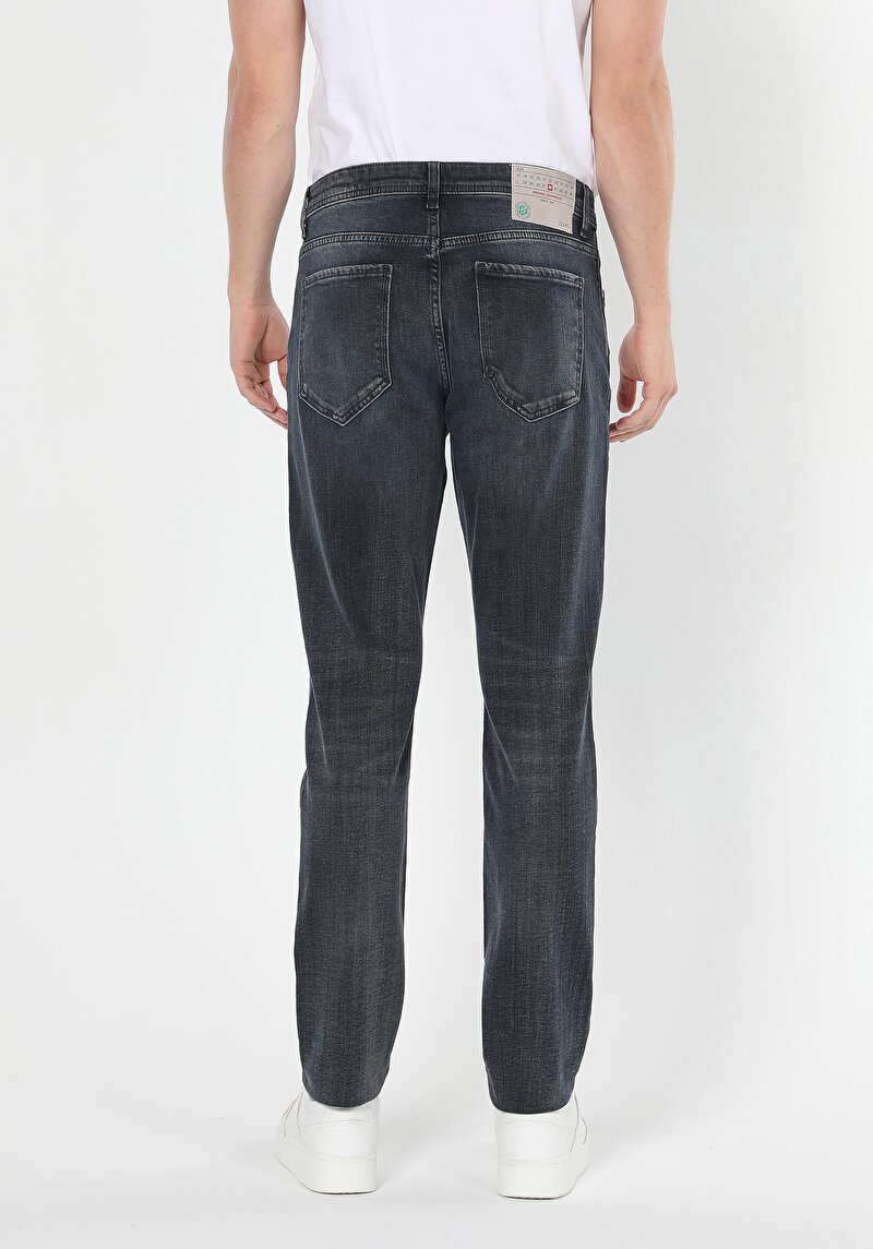 Slim Fit Düşük Bel Dar Paça Erkek Koyu İndigo Jean Pantolon
