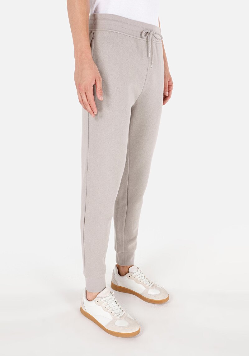 Slim Fit Orta Bel Düz Erkek Taş Eşofman Altı