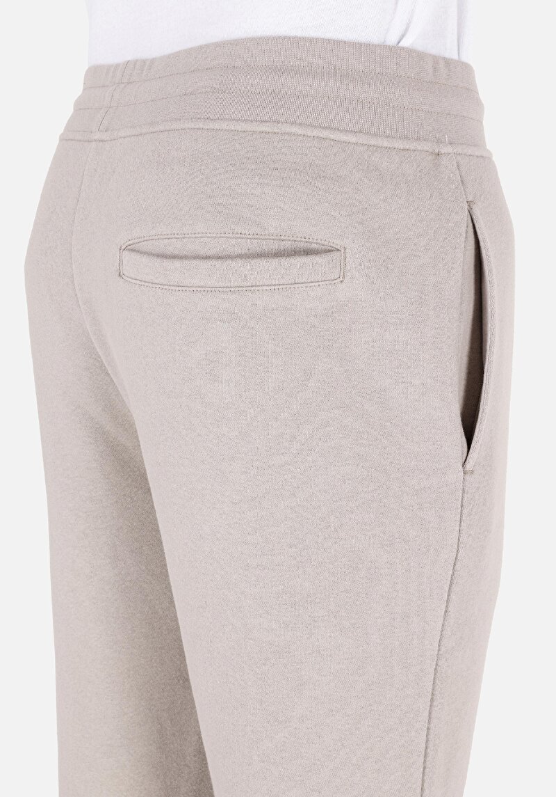 Slim Fit Orta Bel Düz Erkek Taş Eşofman Altı