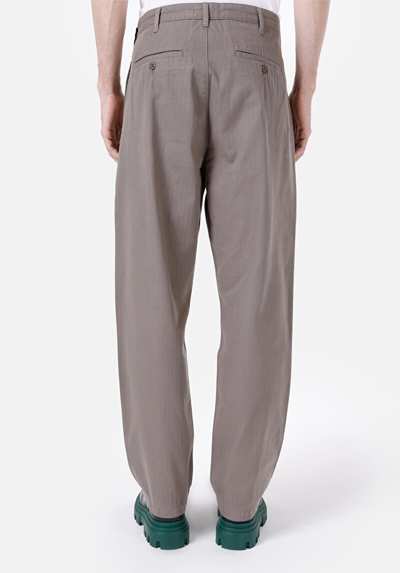 Wıde Fit Orta Bel Düz Paça Erkek Koyu Mavi Pantolon