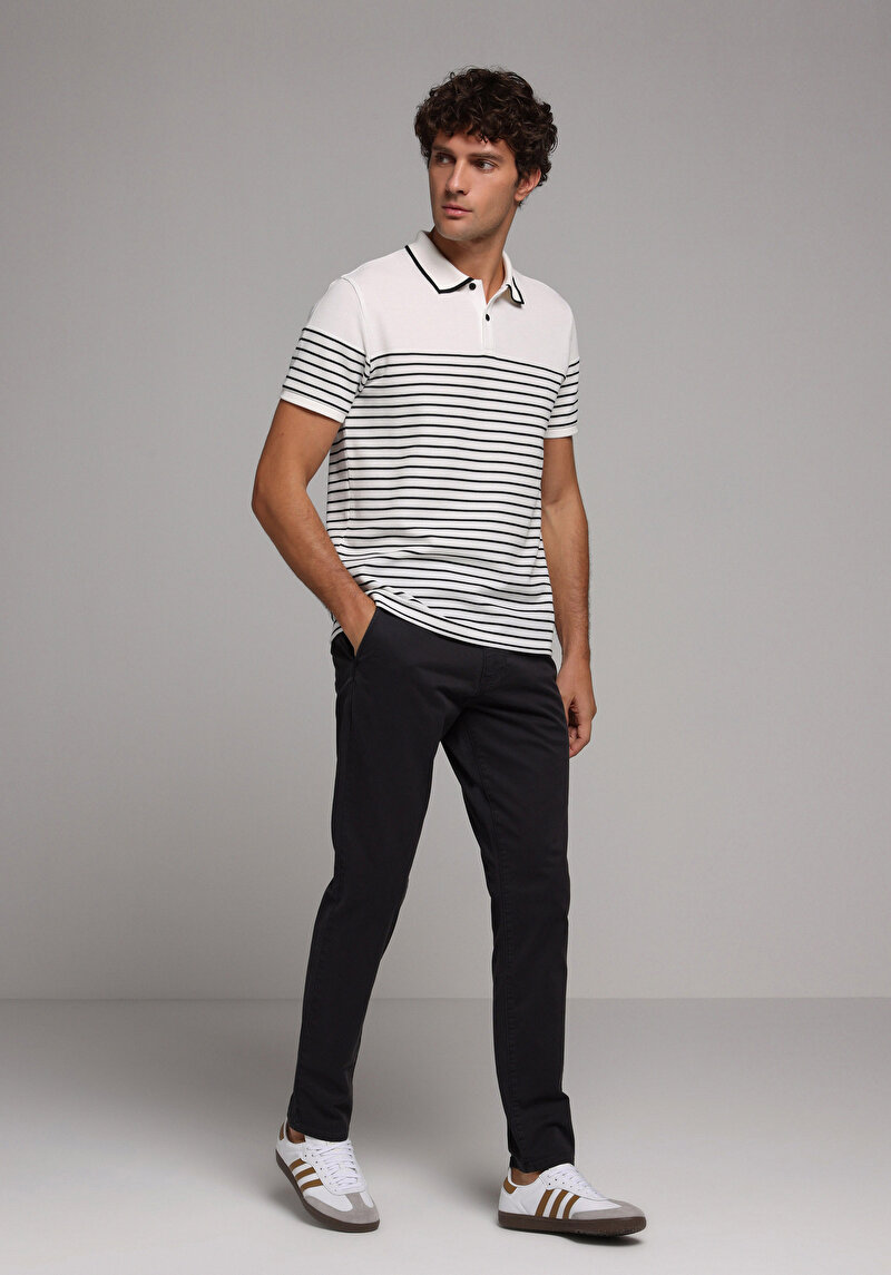 Slim Fit Orta Bel Düz Paça Erkek Gri Düğmeli Pantolon