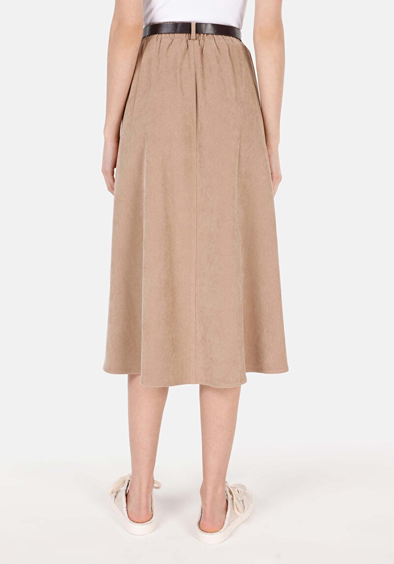 Maxi Length Kadın Bej Etek