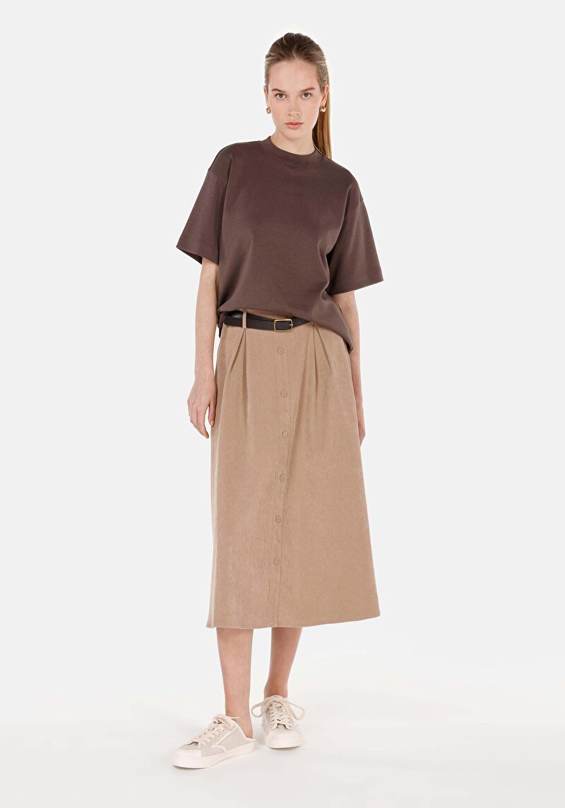 Maxi Length Kadın Bej Etek